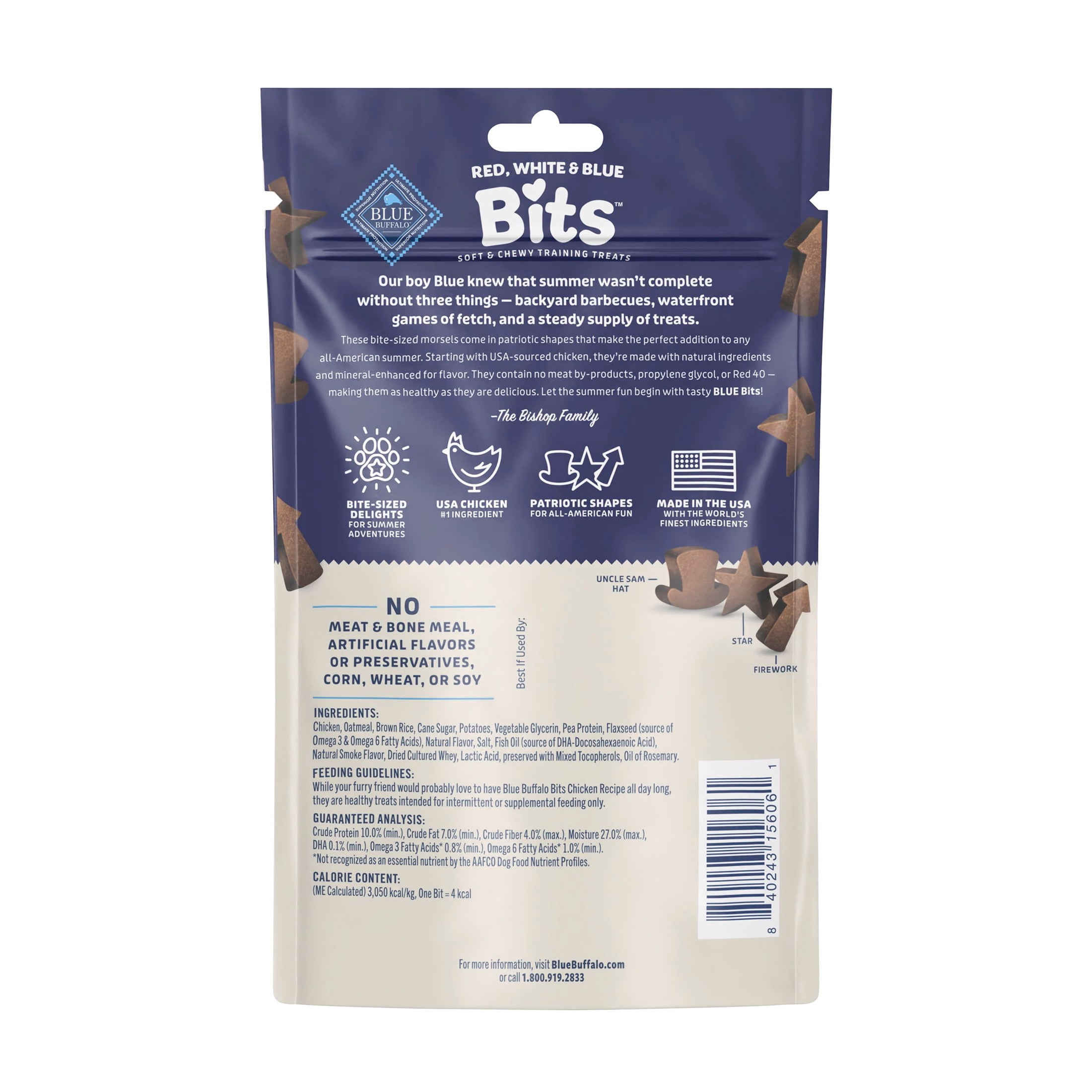 Blue Buffalo Red, White & Blue Bits, Soft and Chewy Training Treats, Chicken, 4.5oz Bag