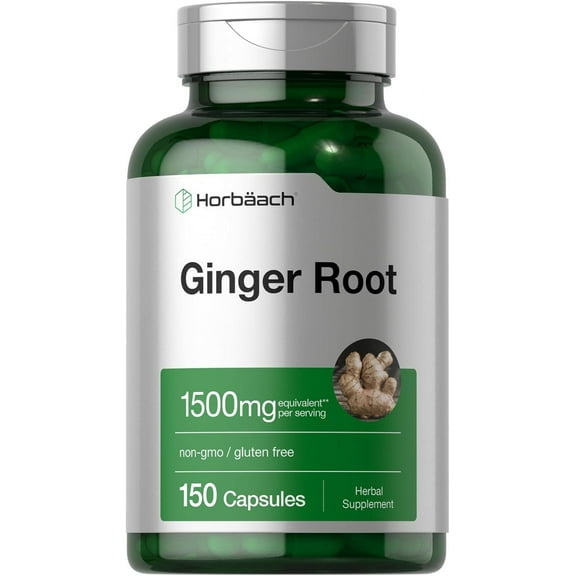 Ginger Root Capsules 1500 mg | 150 Pills for Men and Women | by Horbaach
