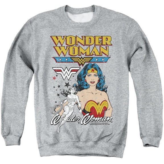 Wonder Woman Wonderwoman Duo Unisex Adult Crewneck Sweatshirt,Athletic Heather, Large