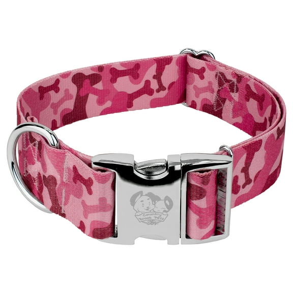 Country Brook Petz® 1 1/2 inch Premium Pink Bone Camo Dog Collar, Medium
