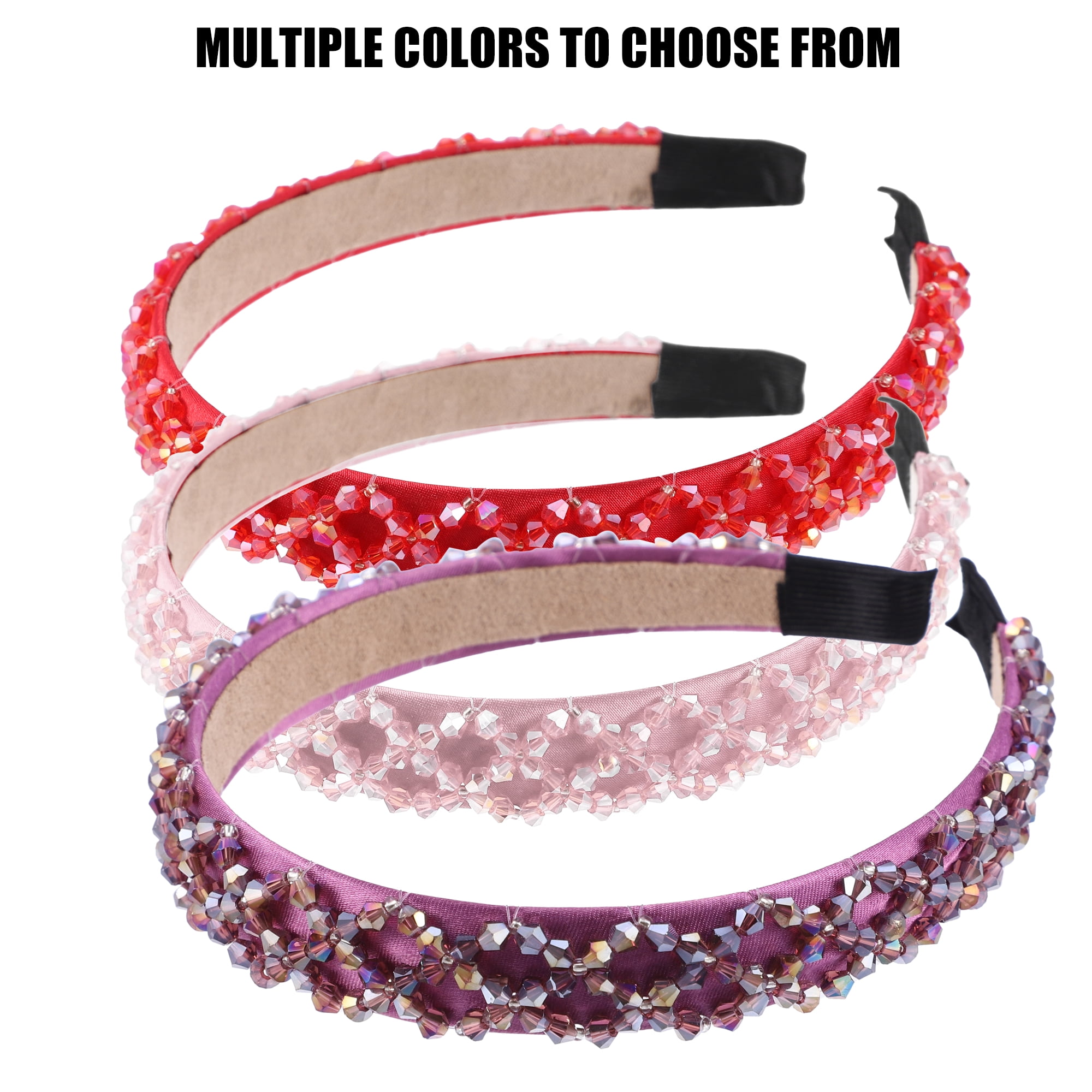 Unique Bargains Rhinestone Headbands for Women 0.79" Wide Dark Purple