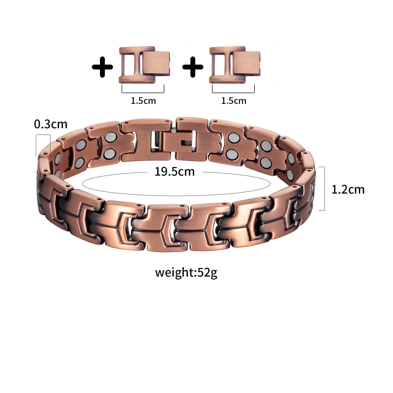 Wollet Mens Pure Copper bracelet, Men Jewelry Gift, 8.6 inches, Christmas Health Gift for Dad Husband
