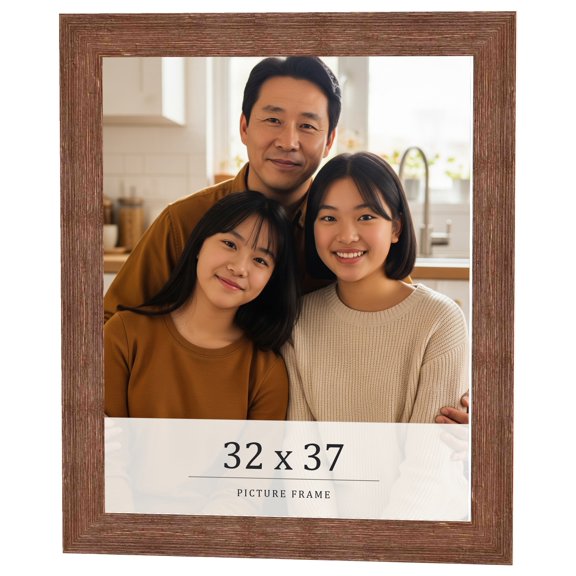32x37 Frame Brown Farmhouse Solid Wood Picture Frame Width 1.5 Inches | Interior Frame Depth 0.5
