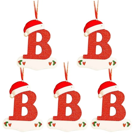

loopsun Christmas Little Red Hat Letter Pendant DIY Writable Name 26 Letter Pendant 5PCS