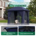 thumbnail image 4 of Clouddwell 8'x 8' Patio Gazebo Double Roof Protection All-Weather Outdoor Shelter Features Insect Screens & Privacy Curtains Ideal for Backyard, Lawn, (Blue), 4 of 8