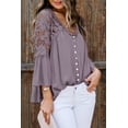 thumbnail image 4 of Women's Purple Crochet Lace Button Top, 4 of 17