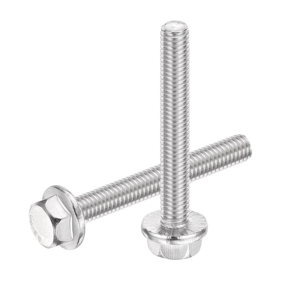 Uxcell 25Pack M6 x 45mm Hex Serrated Flange Bolts Screws 304 Stainless Steel