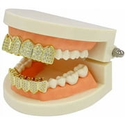 18K Gold Plated Macro Pave CZ Iced-Out Grillz with Extra Molding Bars Included
