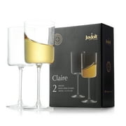 JoyJolt Claire Crystal White Wine Glasses, Large Wine Glass [Set of 2] Stemmed Wine Glasses