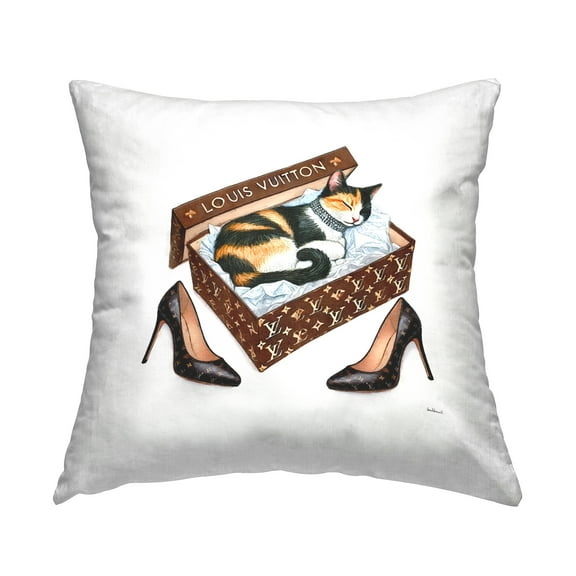 Stupell Industries Kitty Sleeping in Shoebox Decorative Printed Throw Pillow Design by Amanda Greenwood.