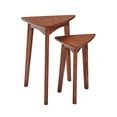 thumbnail image 2 of Monterey 24" Mid-Century Wood Triangular Nesting End Tables, Set of Two, Warm Chestnut, 2 of 5