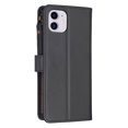 thumbnail image 2 of for iPhone 11 Zipper Wallet Case with Wrist Hand Strap & Card Slots Holder, Business PU Leather Shockproof Flip Kickstand Purse Protective Cover Case for iPhone 11, Black, 2 of 9