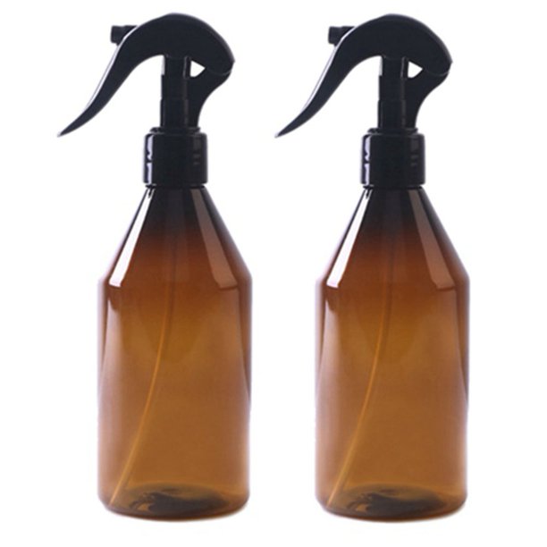 2 Pcs 300 Ml Empty Amber Plastic Spray Bottles with Labels Refillable