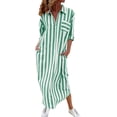 thumbnail image 2 of Odbmxy Striped Women Maxi Dresses Fall Long Sleeve Shift Holiday Casual Collared Loose Shirt Dress for Women Beach, 2 of 7