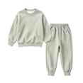 thumbnail image 2 of BXJX Girls Cotton Outfit Sets Long Sleeve, 2 Piece Pullover School Sweatshirts and Jogger Pants Sets Green Size 1-2 T, 2 of 9