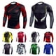 thumbnail image 2 of Camisas de compresión de manga larga para hombre, cuello redondo, estampado raglán, elástico, secado Abanopi Camisetas deportivas, 2 of 7