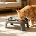 thumbnail image 4 of SouMaox Elevated Dog Bowl Stand, Stainless Steel Double Bowl Feeding Table for Medium Large Breeds, Raised Design for Comfortable Eating, Easy Clean Pet Dish Set, 5.51" x 8.26" x 13.38" Gray, 4 of 6