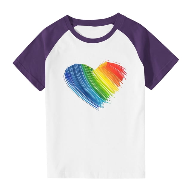 Zpanxa Girls Shirts Color Print Short Sleeve T Shirt Summer Oversized Crewneck Basic Tee With Polyester Spandex 3 Years