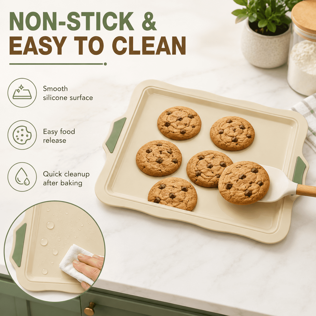 Silicone Baking Mat - Non-Stick Reusable Cookie Sheet for Oven Baking