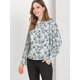 thumbnail image 4 of Blusa floral Plisada Unique Bargains Mujer Blanco S, 4 of 6
