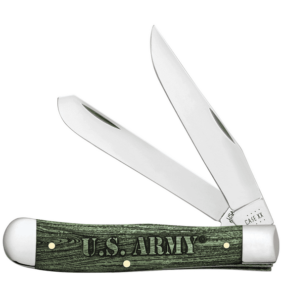 Case XX Knives Trapper U.S. Army Green-wash Bone Stainless Pocket Knife