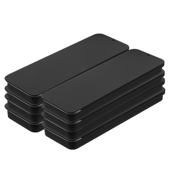 HEANUJJ Set of 8 Black Rectangular Tinplate Boxes with Sliding Lids for Jewelry, Cosmetics, and Craft Storage