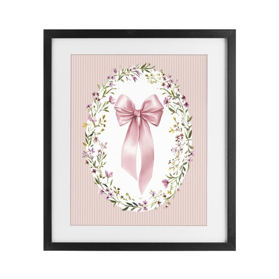 Stupell Industries French Country Ribbon with Oval Florals Black Framed Print Under Glass, 13 x 16, by Christine Simpson Art