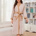 thumbnail image 5 of Htigea Women's Warm Bathrobe Fleece Belted Kimono Robe for Shower Spa Comfy Nightgown Casual Homewear with Pockets Khaki,S, 5 of 8