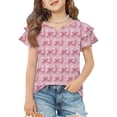 thumbnail image 2 of Grblisyd Girls Summer Shirts Casual Cute Ruffle Sleeve Little V Neck T Shirts Loose Fit Tops Tees Fashion Bow Knot Print Tops Blouses Light pink 8-9Y, 2 of 6