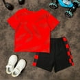 thumbnail image 4 of Boys' Red Zombie Truck Graphics Tee and Checkered Shorts Set 2Pcs Summer Casual Clothes From 18m-6y, 4 of 8