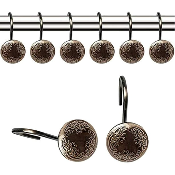 Antique Oil Rubbed Bronze Shower Curtain Rod Hooks Curtain Rings Decorative  Rustproof for Bathroom Shower Home 