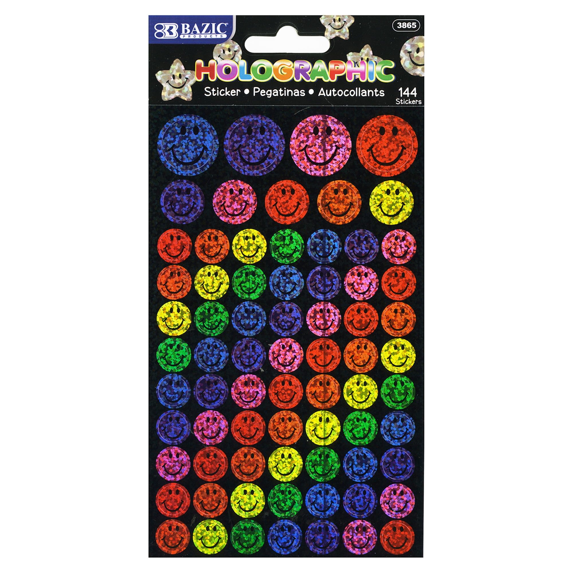 BAZIC Holographic Reward Sticker 3456 Counts, Smile Face Stars Stickers for Gifting
