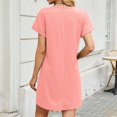 thumbnail image 4 of Holiday Dresses for Women Loose Fit Women's Nightgowns & Sleepshirts Cozy Short Sleeve Shirts V Neck Nightshirts Womens Sleepwear Pink, 4 of 9