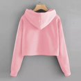 thumbnail image 2 of Women's Cropped Hoodie Sweatshirts Long Sleeve Solid Color Drawstring Sweater with Side Stripes Soft Comfortable Casual Top, 2 of 5