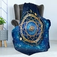thumbnail image 4 of Galaxy Mandala Soft Flannel Fleece Throw Blanket, Geometry Emblem on Bokeh Style Background, Cozy Plush for Indoor and Outdoor Use, 50" x 70", Pale Coffee Cobalt Blue, by Ambesonne, 4 of 5