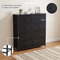 thumbnail image 4 of MUEBLANA - Cómoda Cajonera para Recamara 8 Cajones de Tela con Parte Superior y Frontal de Madera Marco de Acero  80 x 101 cm Sala, Oficina Color Negro Mueble Organizador para Ropa, 4 of 9
