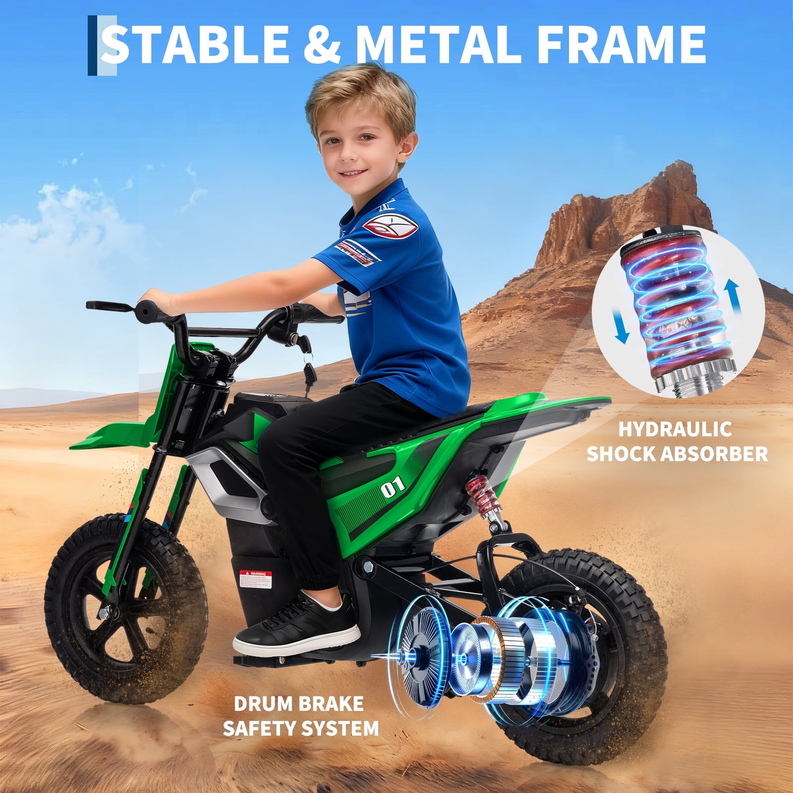 24V Kids Electric Dirt Bike - 350w Kids Motorcycle, 13.67 Mph Max Speed Electric Bike for Kids, Rear Wheel Suspension, 12 Miles Range, Twist Grip Throttle, Rubber Tire, Christmas, New Year Gifts Kid