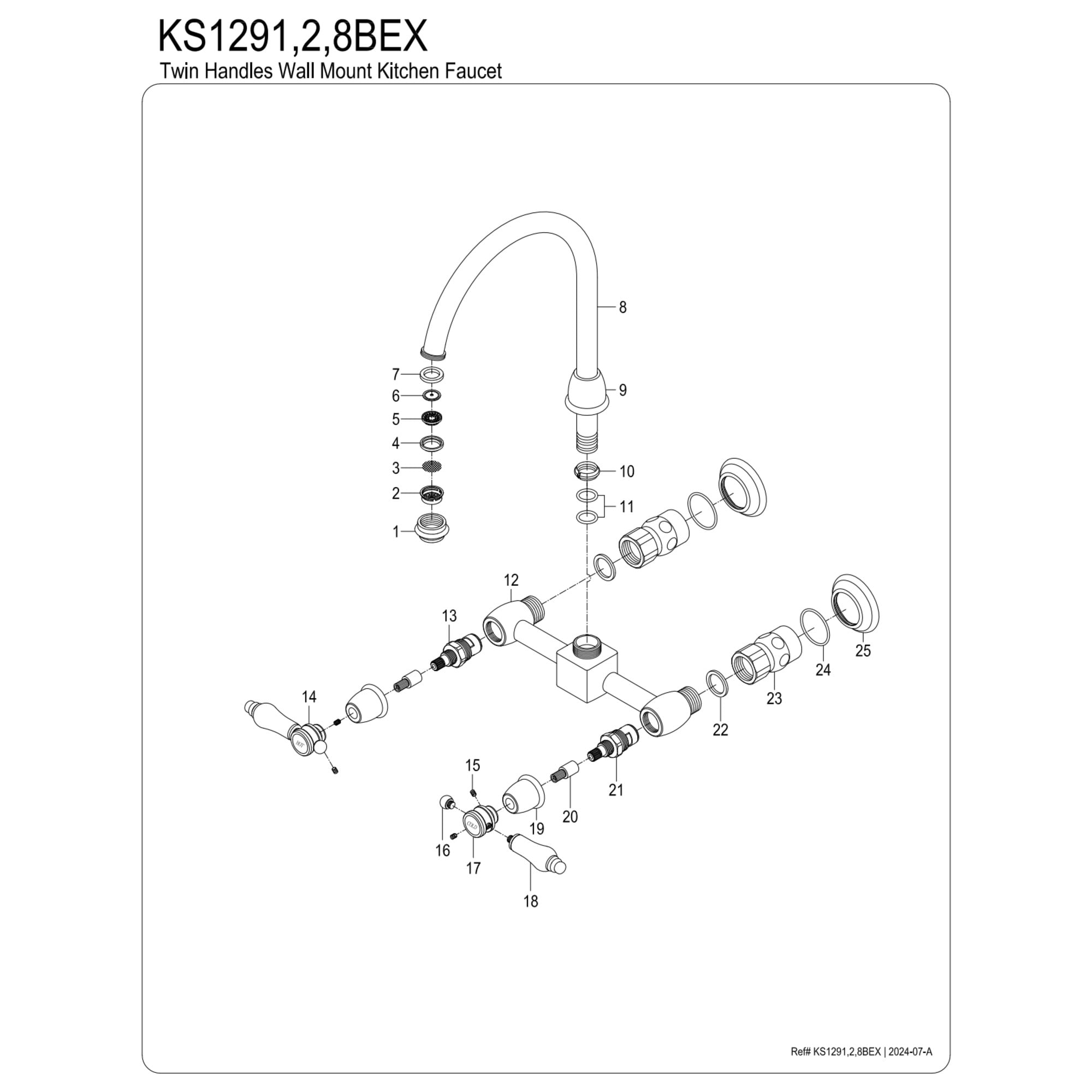 Kingston Brass KS1292BEX Essex Bridge Kitchen Faucet, Polished Brass