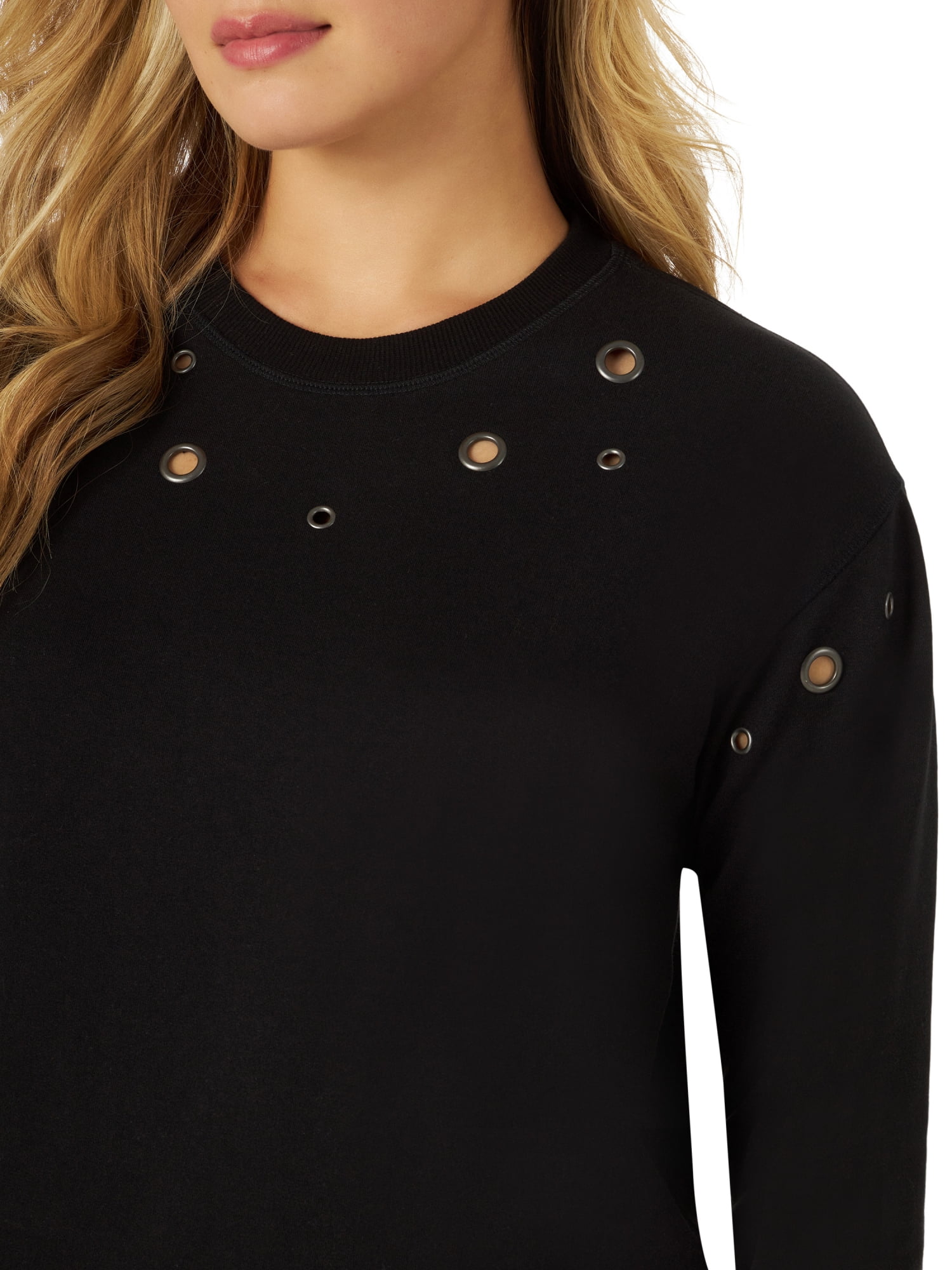 Rock & Republic Womens Grommet Crew Neck Sweatshirt