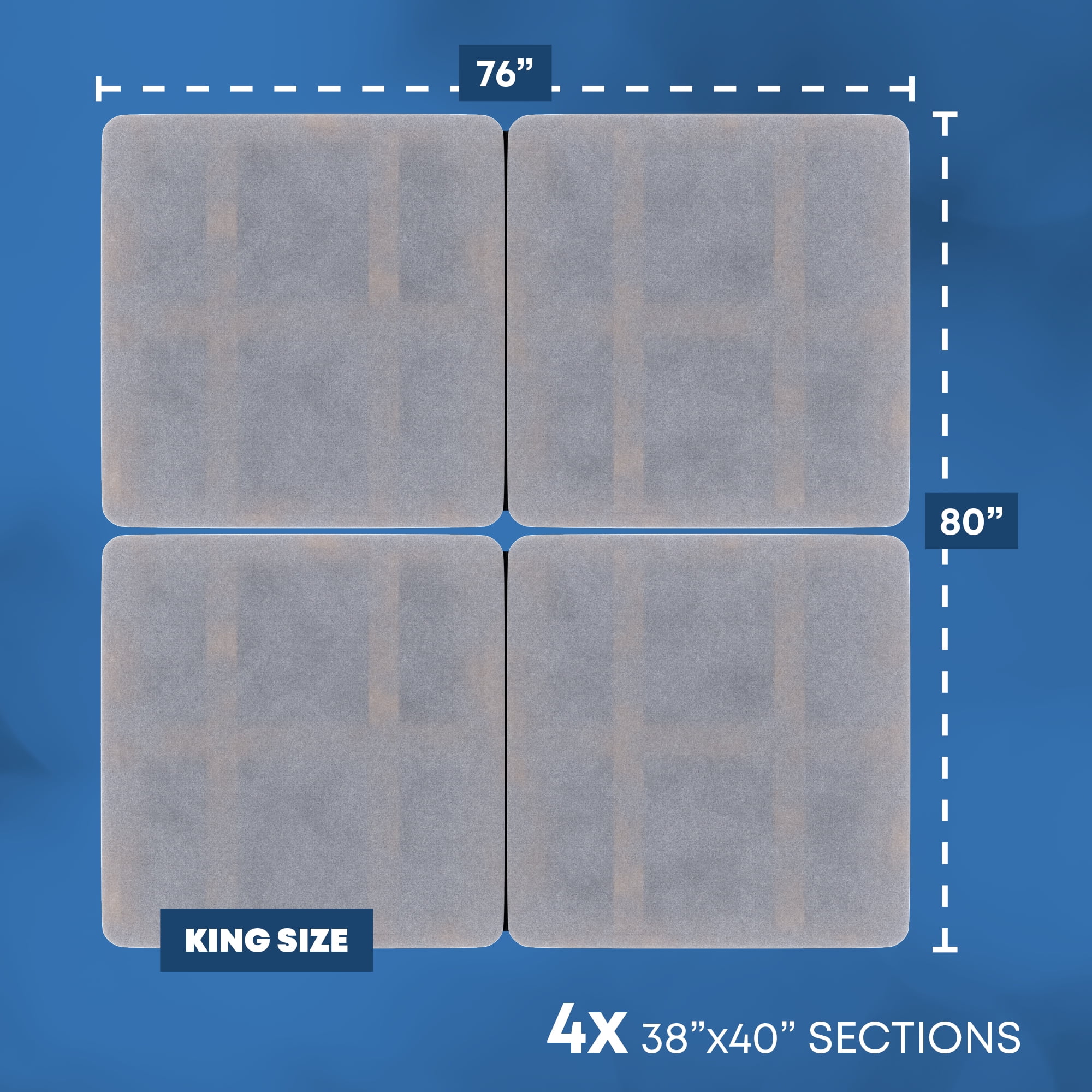 Continental Sleep, 1.5" Split Wood Bunkie Board King Size Bed, 4-Piece Under Mattress Support, Fully Assembled, Fabric Ventilation Cover-Replaces Wooden Slats or Box Spring for Bed Frames