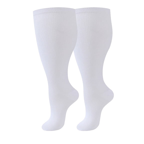 PremiumCompressionStockings For Everyday Home Leisure Solid Color Plus Size Extra Large Long Support Stockings, XXXXXL, White