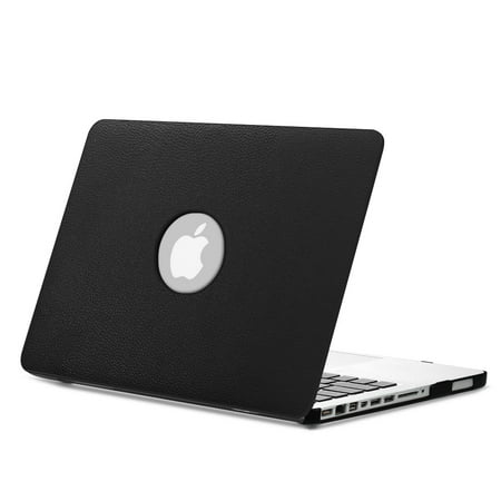 Fintie MacBook Pro 13 Case (Non-Retina) with PU Leather Coated Plastic Hard Cover Snap On Protective Cover, Black