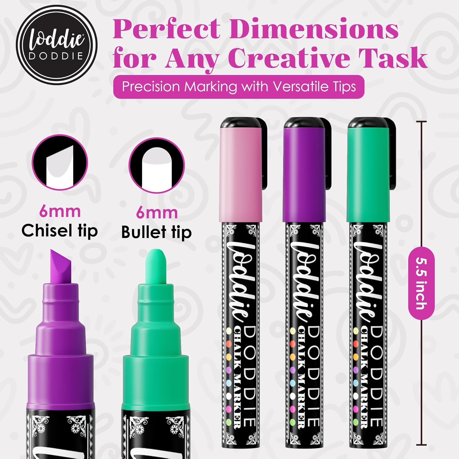 Chalk Markers - Pack of 16, Reversible 6mm Tips - Vibrant Chalkboard Designs with Chalkboard Markers - Easy Erase on Glass & Whiteboards with Dry Erase Pen