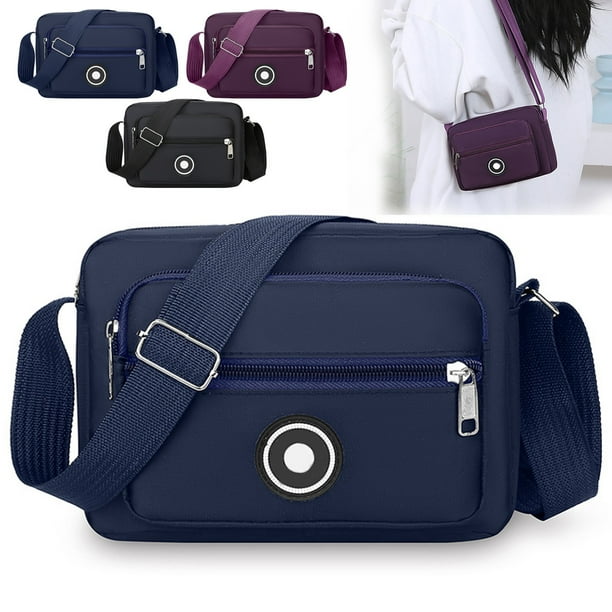 Bolsa bandolera de hombre - Mochila antirrobo para viajar y desplazarse - Bolsa de nylon de gran capacidad - 20x14x7cm - Negra o azul