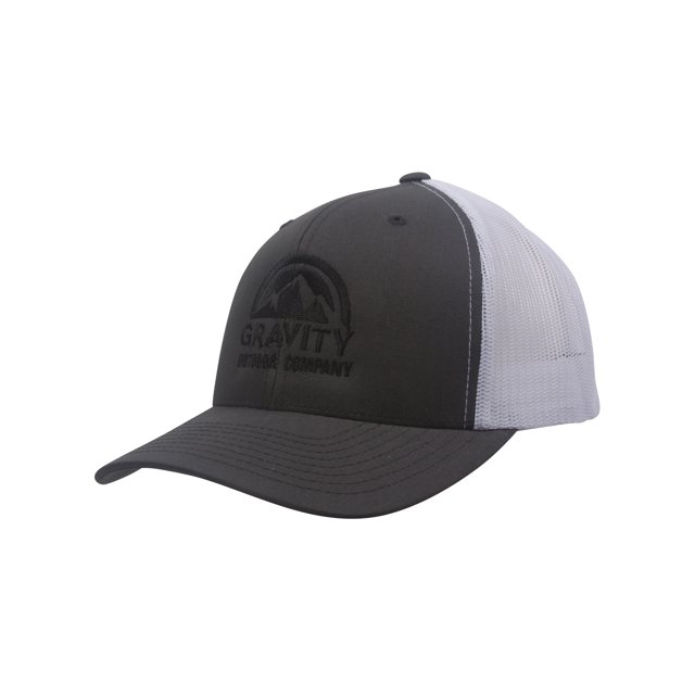 Gravity Outdoor Retro Trucker Snapback Hat - Grey/White/Black
