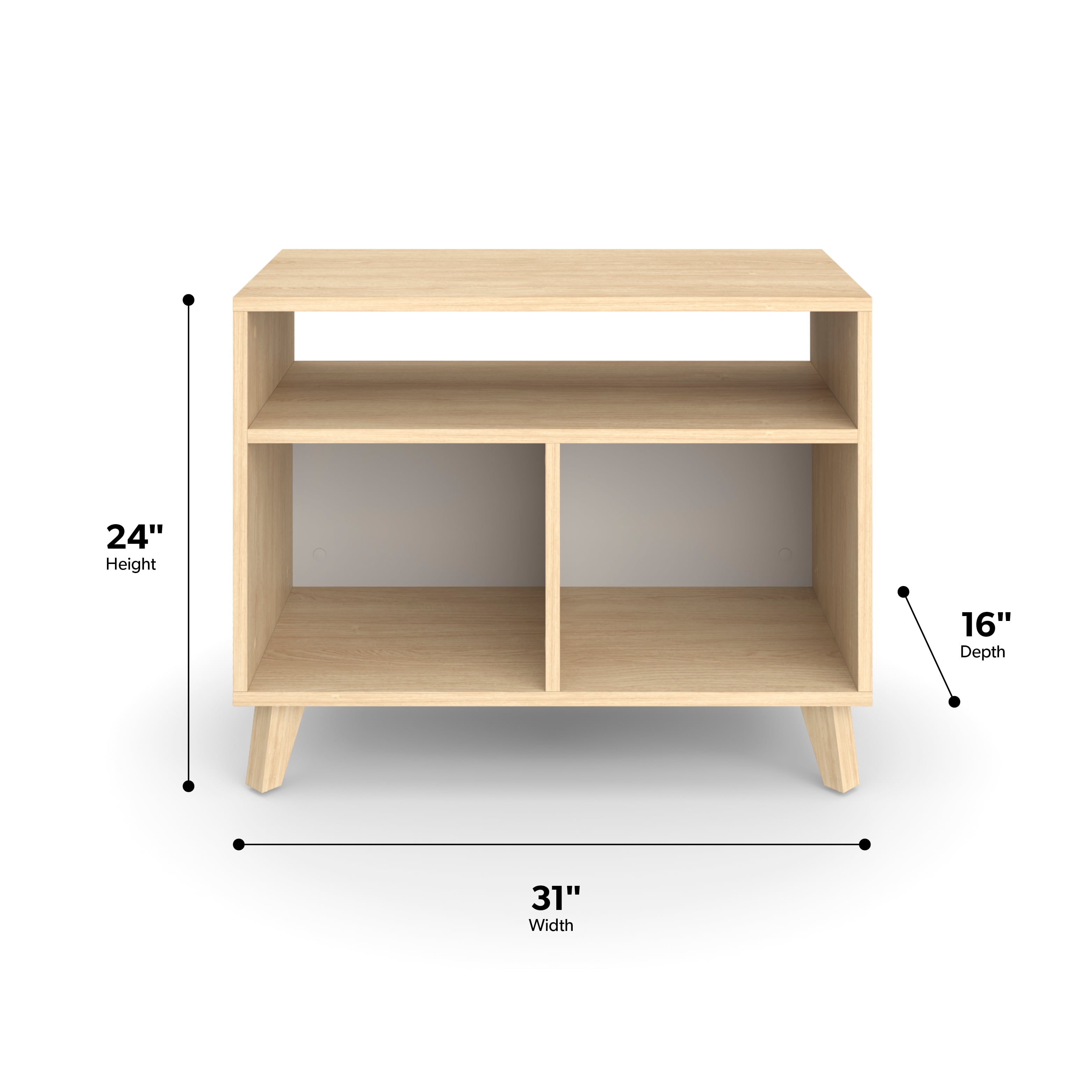 HON Basyx Commercial-Grade Modern Cube Storage Credenza, Real Wood Feet, in Teak (BSXCUBECTT)