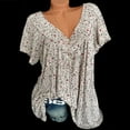 thumbnail image 3 of Tuscom Women's Plus Size Top Short Sleeve Blouse V-Neck Print Blouse Pullover Tops Shirt, 3 of 5