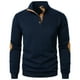 thumbnail image 4 of pstuiky Camisas de invierno de manga larga para hombre, Suéter de hombre con botones, color liso, cuello alto, mangas largas y cuadrados pequeños camisetas de hombre l, 4 of 5