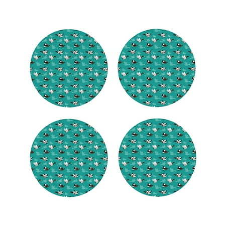 

Lukts Ducks A Print Leather Drinks Coasters Set of 4 Suitable or Drinks Furniture Protection and Easy Clean up-Round Shape