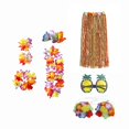 thumbnail image 1 of Conjunto de traje de Accesorio de gafas de disfraces Conjunto ajustable de vestido nacional para adultos de playa Luau , Multicolor, Los 80CM Hugo falda hawaiana, 1 of 10